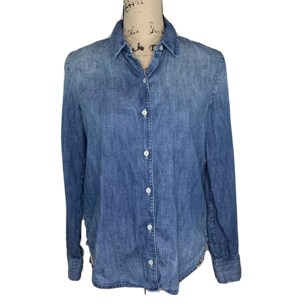 AG The Cade Shirt Womens S Blue Chambray Button Up